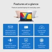 Asus Vivobook 15 (2022) Laptop - 12th Gen / Intel Core i5-1235U / 15.6inch FHD / 512GB SSD / 8GB RAM / Shared Intel Iris Xe Graphics / Windows 11 Home / English & Arabic Keyboard / Cool Silver / Middle East Version - [X1504ZA-NJ005W]