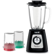 Moulinex Blendforce Blender, 800 W, Glass Jar 1.75 Liters, Grinder and Grater, Black - LM4358EG