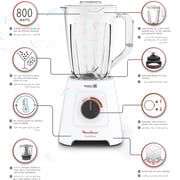 Moulinex Blendfroce Blender, XL Chopper, 800 Watt, 2 Liters, White - LM42X2EG.