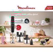 Moulinex Optichef Hand Blender, 1000 Watts, 20 Functions, 3 L Food Processor, 500 ML Chopper, Whisk, Black - DD6553EG