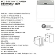 BOJ Built in Semi Integrated Dishwasher BDC-125SI