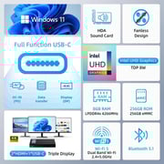 MeLE PC Quieter 4C (2023) Mini Desktop - Intel N100 / 256GB EMMC / 8GB RAM / Shared Intel UHD Graphics / Windows 11 Pro / Black - [N100-256GB]