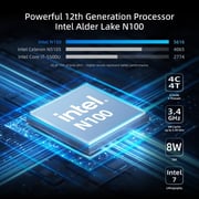 MeLE PC Quieter 4C (2023) Mini Desktop - Intel N100 / 256GB EMMC / 8GB RAM / Shared Intel UHD Graphics / Windows 11 Pro / Black - [N100-256GB]