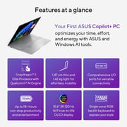 ASUS Vivobook S 15 (2024) Laptop - Snapdragon X Elite X1E 78 100 / 15.6inch 3K OLED / 1TB SSD / 32GB RAM / Shared Qualcomm Adreno GPU Graphics / Windows 11 Home / English & Arabic Keyboard / Silver / Middle East Version-[S5507QA-MA001W]