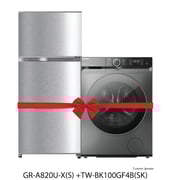 Toshiba Top Mount Refrigerator 608 Litres GRA820U-X(S)-R + TW-BK100GF4B Front Load Washer 10 kg Silver