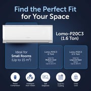 Gree 1.6 Ton Split Air Conditioner with Piston Compressor Lomo-P20C3, R410A, 3D Air Flow, Turbo Mode, I-Feel Function, Gold Fin