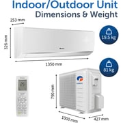 Gree 2.5 Ton Split Air Conditioner with Piston Compressor Lomo-P32C3, R410A, 3D Air Flow, Turbo Mode, I-Feel Function, Gold Fin