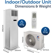 Gree Free Standing Air Conditioner iFLOWIND-36C3, 3.0 Ton, Inverter Compressor, R410A, Wi-Fi Smart Control, 3D Air Flow, Gold Fin, Child Lock