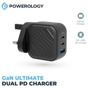 Powerology Ultimate Dual PD Wall Charger Black