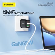 Foneng 3 Ports 65W GaN Wall Charger With USB-C to USB-C cable Cable(White)