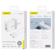 Foneng 3 Ports 65W GaN Wall Charger With USB-C to USB-C cable Cable (Black))