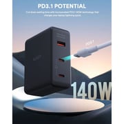 Aukey PAB7O 3P PD GaN Wall Charger BLK