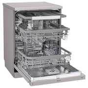 LG QuadWash Steam Dishwasher with 14 Place Settings, EasyRack Plus, Inverter Direct Drive, ThinQ, and Platinum Silver Finish – DFC435FP