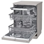 LG QuadWash Steam Dishwasher with 14 Place Settings, EasyRack Plus, Inverter Direct Drive, ThinQ, and Platinum Silver Finish – DFC435FP
