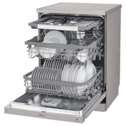 LG QuadWash Steam Dishwasher with 14 Place Settings, EasyRack Plus, Inverter Direct Drive, ThinQ, and Platinum Silver Finish – DFC435FP