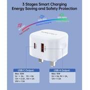 Protect Dual Output GAN Power Adapter White