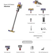 Dyson V15 Detect Absolute Cordless Vacuum Cleaner with 4 Extra Attachment Yellow/Nickel - International Version
