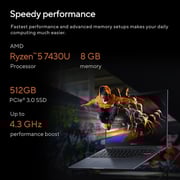 Asus Vivobook S 14 Flip 2-in-1 Convertible (2024) Laptop - AMD Ryzen 5-7430U / 14inch WUXGA / 512GB SSD / 8 GB RAM / Shared AMD Radeon Graphics / Windows 11 Home / English & Arabic Keyboard / Quiet Blue / Middle East Version - [TN3402YA-LZ327W]