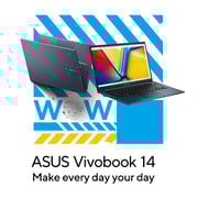 Asus Vivobook 14 (2024) Laptop - 13th Gen / Intel Core i7-1355U / 14inch FHD / 512GB SSD / 16GB RAM / Shared Intel Iris Xe Graphics / Windows 11 Home / English & Arabic Keyboard / Quiet Blue / Middle East Version - [X1404VA-NKI715WU]