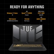 Asus TUF Gaming A15 (2024) Laptop - AMD Ryzen 7-7435HS / 15.6inch FHD / 1TB SSD / 16GB RAM / 6GB NVIDIA GeForce RTX 4050 Graphics / Windows 11 Home / English & Arabic Keyboard / Mecha Gray / Middle East Version - [FA507NUR-LP053W]