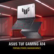 Asus TUF Gaming A14 (2024) Laptop - AMD Ryzen 7-8845HS / 14inch WQXGA / 1TB SSD / 16GB RAM / 6GB NVIDIA GeForce RTX 4050 Graphics / Windows 11 Home / English & Arabic Keyboard / Jaeger Gray / Middle East Version - [FA401UU-RG004W]