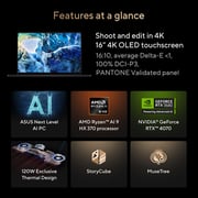 Asus ProArt P16 OLED (2024) AI PC - AMD Ryzen AI 9 HX 370 / 16inch 4K / 2TB SSD / 64GB RAM / 8GB NVIDIA GeForce RTX 4070 Graphics / Windows 11 Home / English & Arabic Keyboard / Nano Black / Middle East Version - [H7606WI-ME123W]