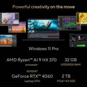آسوس كمبيوتر ProArt P16 OLED (2024) AI - AMD رايزن AI 9 HX 370 / 16 بوصة 4K / 2 تيرابايت SSD / 32 جيجا رام / 8 جيجا نفيديا جيفورس RTX 4060 جرافيكس / ويندوز 11 هوم / لوحة مفاتيح بالإنجليزية والعربية / نانو أسود / إصدار الشرق الأوسط [ H7606WV-ME088X]