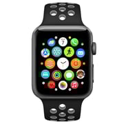 Fitit Silicone Strap Black/Grey and Woven Loop Large Green Bundle 2 in 1 For Apple Watch 41/38/40mm - FIT-41WSB-SILNIKBK&WVGR-L