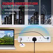 Honeywell 3 Out Surge Protector Master Switch 1.8m White