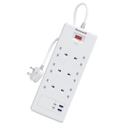 Honeywell 6 Out Surge Protector Master Switch 1.8m White