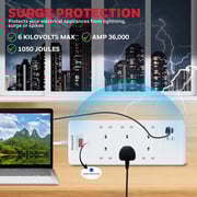 Honeywell 6 Out Surge Protector Master Switch 1.8m White