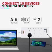 Honeywell 6 Out Surge Protector Master Switch 1.8m White