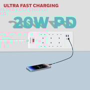 Honeywell 6 Out Surge Protector Master Switch 1.8m White