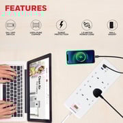 Honeywell 6 Out Surge Protector Master Switch 1.8m White
