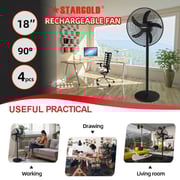Stargold Rechargeable Fan SG-4065-BK