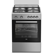 Beko 60x60cm Freestanding Gas Cooker, 4 Burners (1 Wok), Conventional Fan Oven, 64L, Stainless Steel - FSHT61121DXL