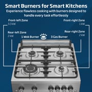 Beko 60x60cm Freestanding Gas Cooker, 4 Burners (1 Wok), Conventional Fan Oven, 64L, Stainless Steel - FSHT61121DXL