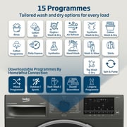 Beko 10/7kg Washer/Dryer, 1400 RPM, 15 Programs, Wash & Wear Program, Manhattan Grey - WD10714M