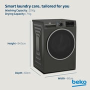 Beko 10/7kg Washer/Dryer, 1400 RPM, 15 Programs, Wash & Wear Program, Manhattan Grey - WD10714M