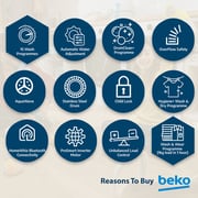 Beko 10/7kg Washer/Dryer, 1400 RPM, 15 Programs, Wash & Wear Program, Manhattan Grey - WD10714M