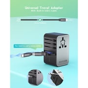 Ravpower Multi-Port Travel Charger With Built-in Type-C Cable Black