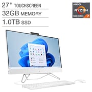 HP All-in-One (2021) Desktop - AMD Ryzen 7-5700U / 27inch FHD / 1TB SSD / 32GB RAM / Shared AMD Radeon Graphics / Windows 11 Home / English Keyboard / White / International Version - [27-CB0097C]