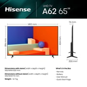 Hisense 65A62KS 4K UHD Smart Television 65inch (2024 Model)