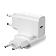 WIWU Quick Series 20W PD Fast Wall Charging Adapter Type-C Port With Type-C to Lightning Cable - White - Wi-U001