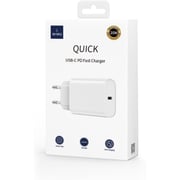 WIWU Quick Series 20W PD Fast Wall Charging Adapter Type-C Port With Type-C to Lightning Cable - White - Wi-U001