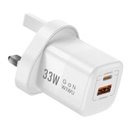 Wiwu Nano Power Adapter 2-Ports 33W GaN , White - WI-U008