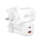 Wiwu Nano Wall Charger Wi-U012, 65 Watt, 1 USB-A and 1 Type-C Ports - White