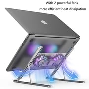 Glassology Foldable Laptop Stand With Fan Grey