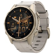 Garmin Fenix 8 AMOLED 43mm Smartwatch Sapphire Soft Gold Stainless Steel With Fog Gray Leather Band Plus Fog Gray/Dark Sandstone Silicone Band 010-02903-40