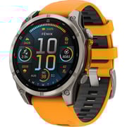 Garmin Fenix 8 AMOLED 47mm Smartwatch Sapphire Titanium With Spark Orange/Graphite Silicone Band 010-02904-11